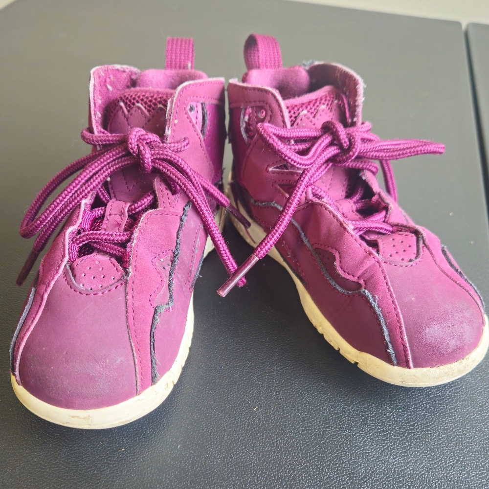 Nike Air Jordan True Flight BT Bordeaux Burgundy Sneakers Used VY Unisex Kids 8c